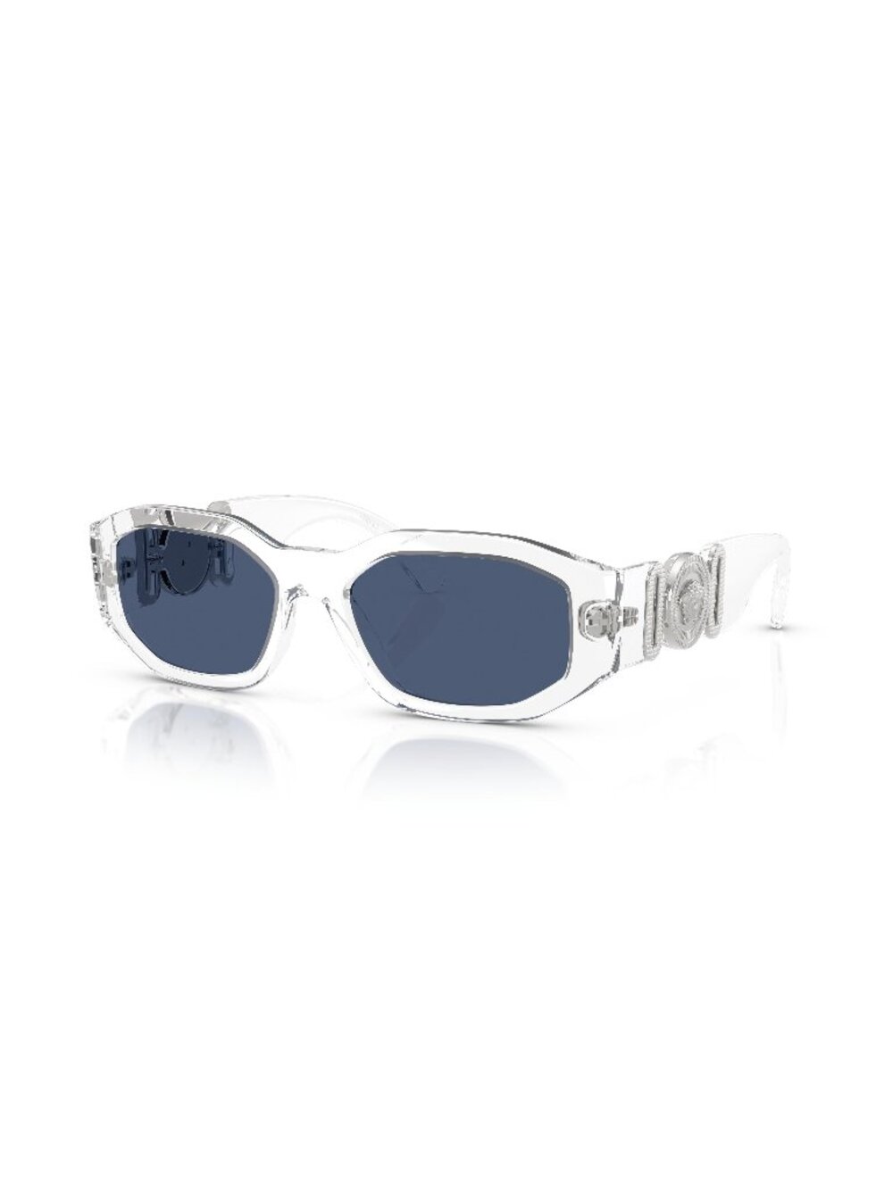 New Versace Men's Sunglasses Transparent Aviator Blue Lens Injected Frame VE4361